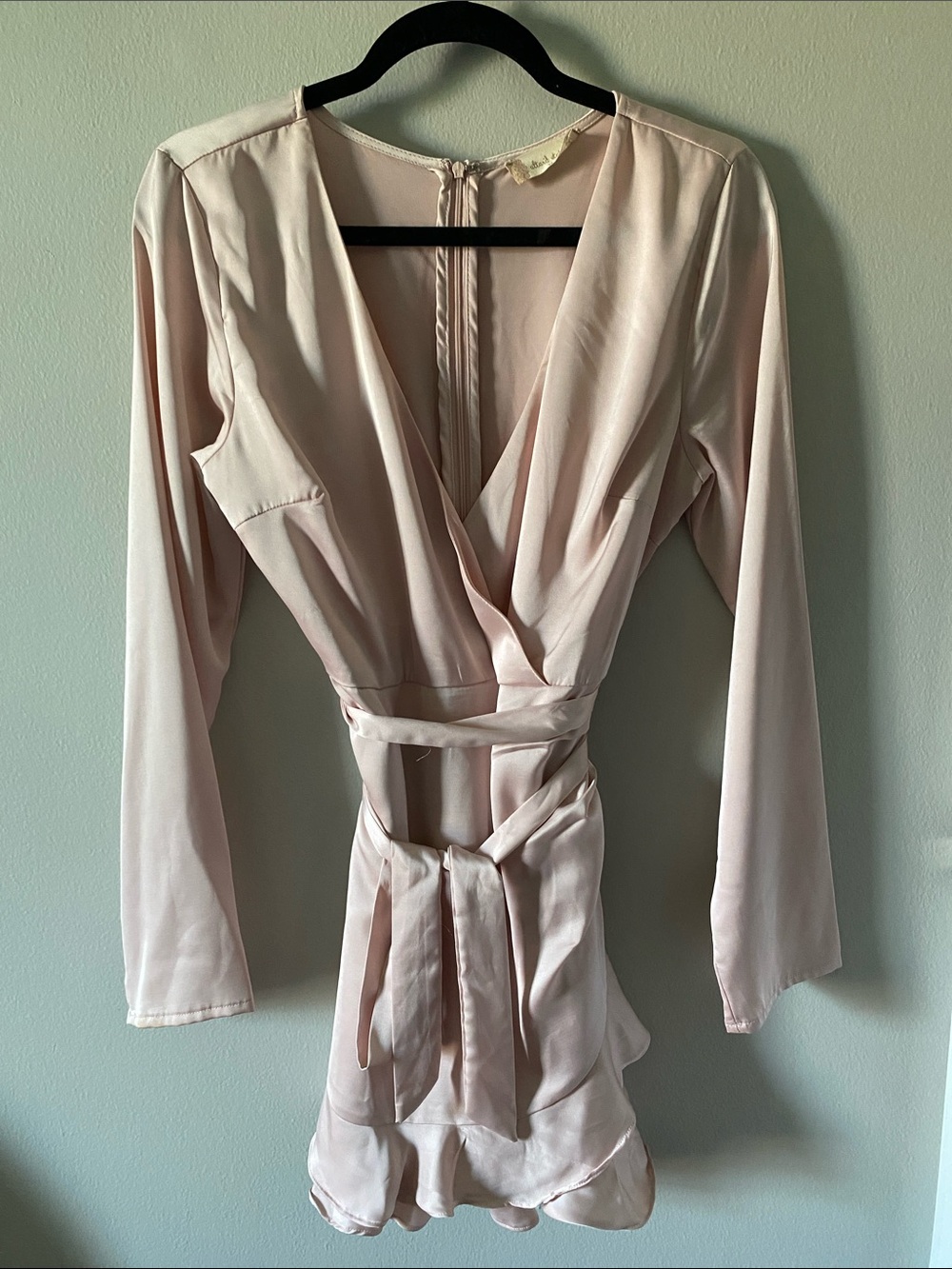 Altar'd State Blush Wrap-Front Long Sleeve Romper